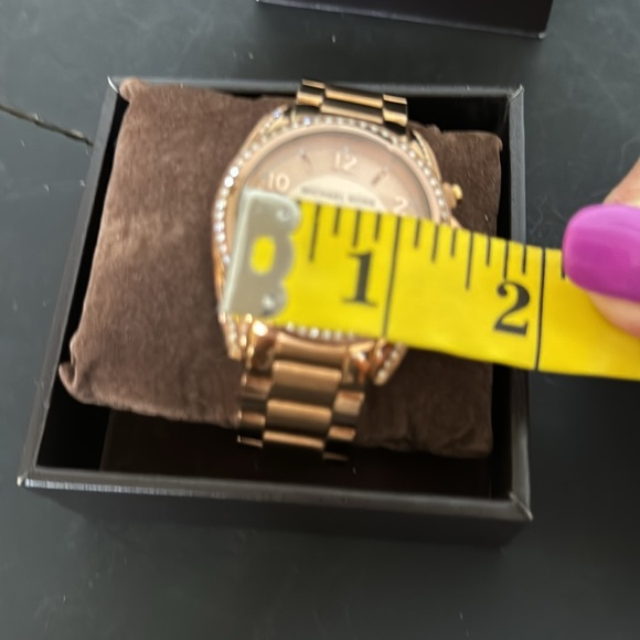 Michael Kors Rose Gold Large Face Crystal Trim Watch - Picture 8 of 11